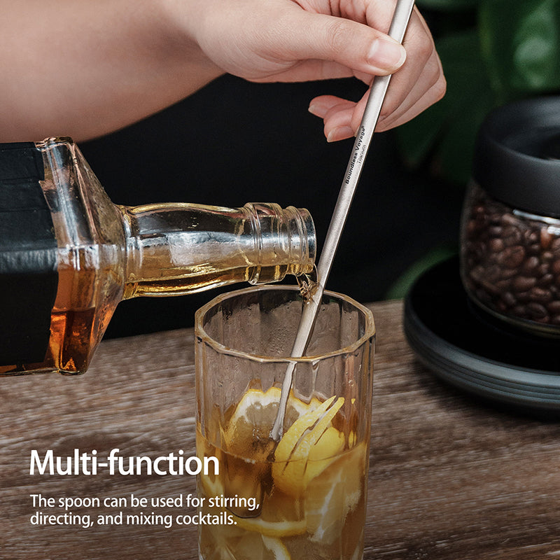 Boundless Voyage Titanium Coffee Spoon Long Handle Tea Spoon Ultralight Small Ladle Durable Cutlery Stir Spoon Bar Spoon Cocktail Mixing Stirrers for Drink Ti1034T