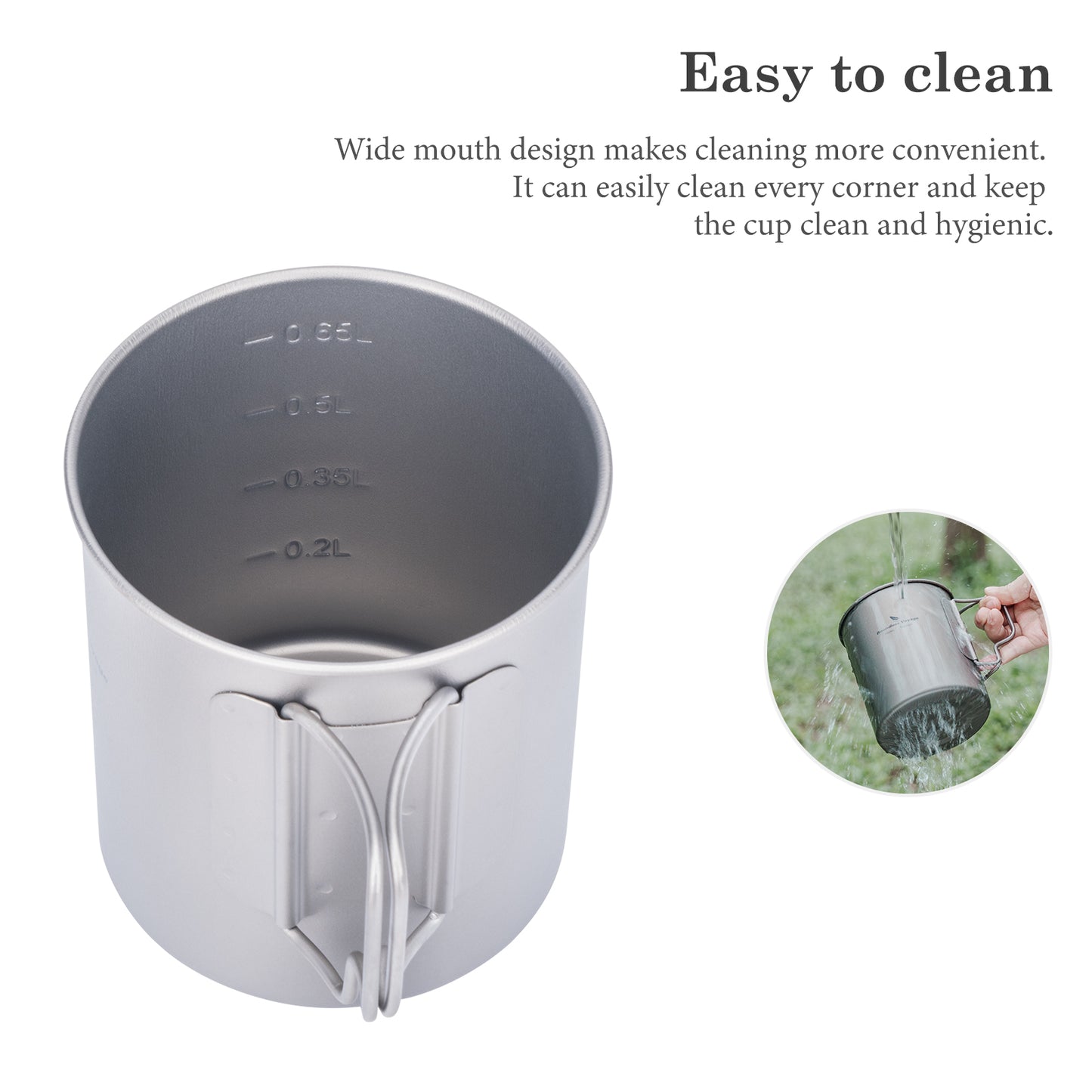 Boundless Voyage750ml Single Wall Titanium Cup with Lid | Ultralight Portable Camping Mug Pot for Tea Coffee EDC Hiking Ti3037D