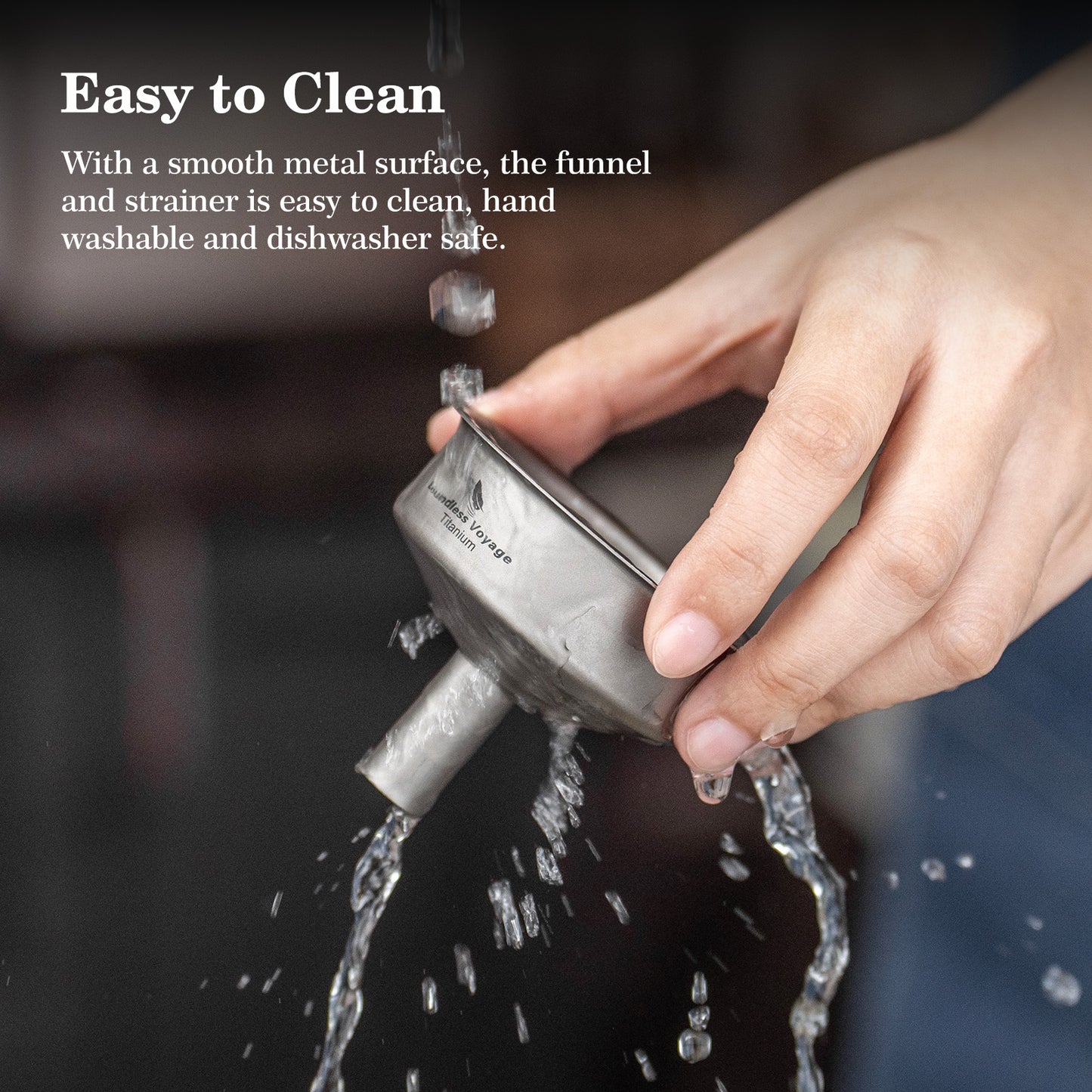 Boundless Voyage Titanium Funnel Flagon Accessories Multi-use Kitchen Funnel for Transferring Liquid, Fluid, Cooking Oils, Jam & Powder Ti3075D/Ti3076D