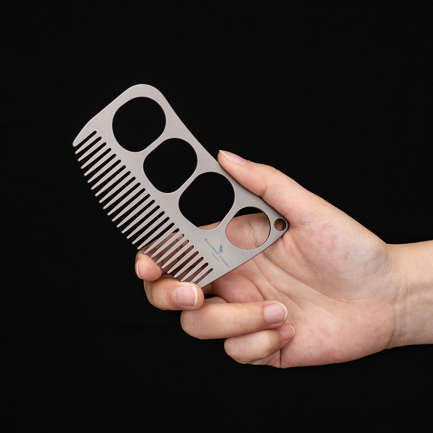 Boundless Voyage Titanium Crescent Comb, Unisex Hair & Beard Grooming Comb for Household Daily Use and Travel Carry
