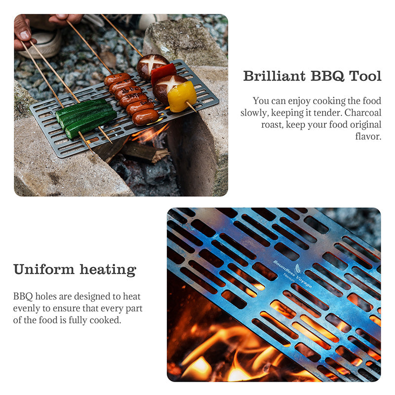 Boundless Voyage Titanium Charcoal BBQ Grill Plate Barbecue For Food Potato Vegetable in Family Garden Outdoor Hiking Camping Ultralight Durable