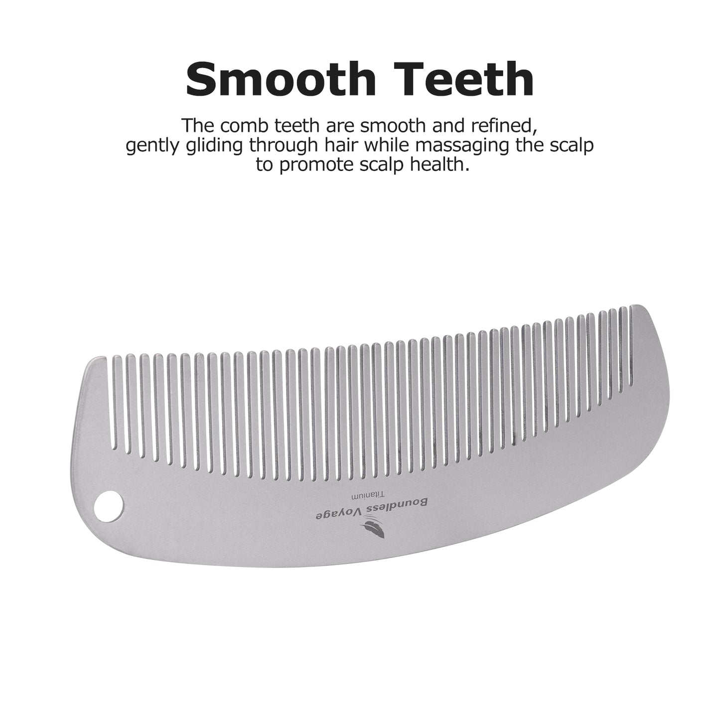 Boundless Voyage Titanium Crescent Comb, Unisex Hair & Beard Styling Comb for Daily Home Use and Travel Carry Ti9011B
