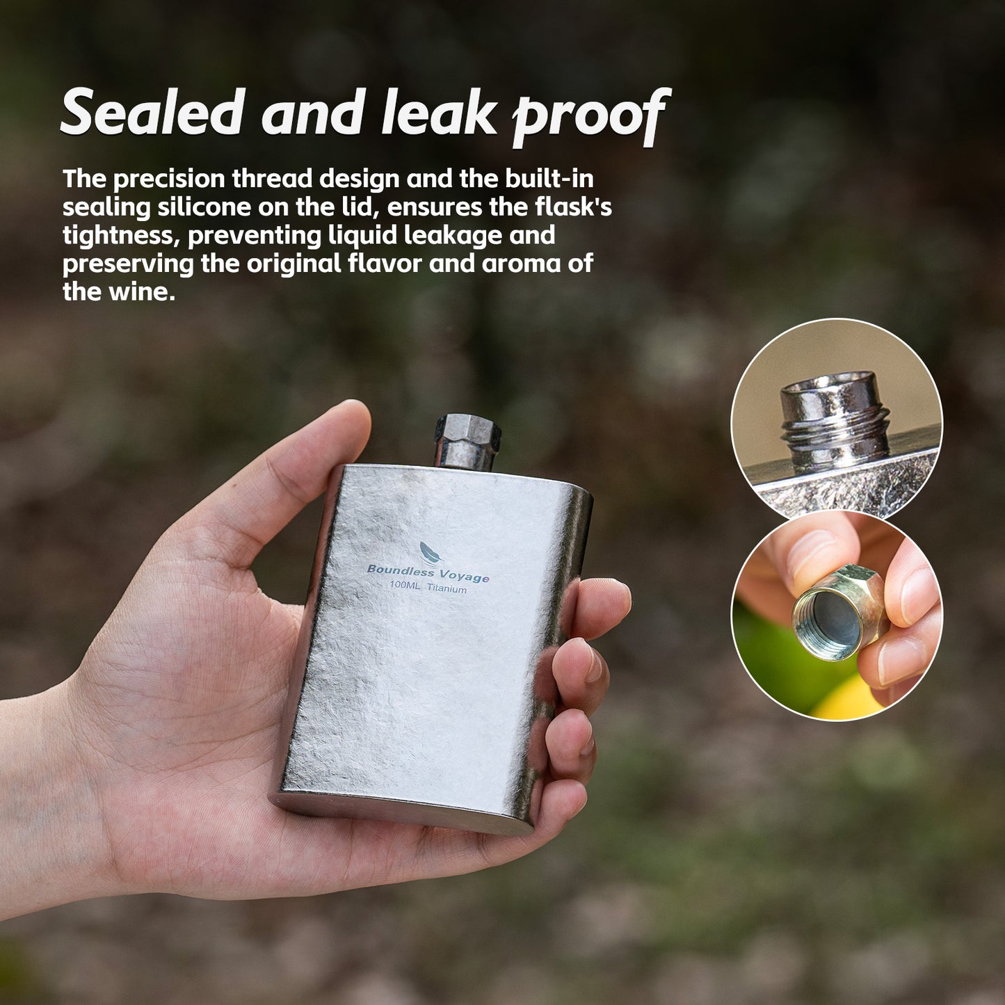 Boundless Voyage Titanium Colorful Flask 100ml Ultralight Mini Ti Flagon for Outdoor Travel Water Juice Whiskey Wine Pot Bottle 100ml Ti3262D
