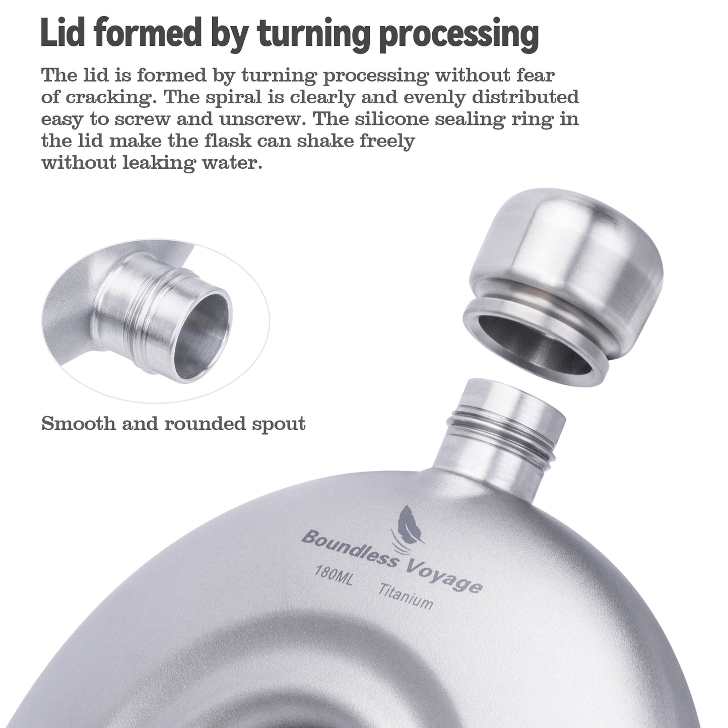 Boundless Voyage 180ml Titanium Hip Flask with Funnel Set Round Wine Bottle Special-shaped Small Pocket Flask Liquor Ti3067D
