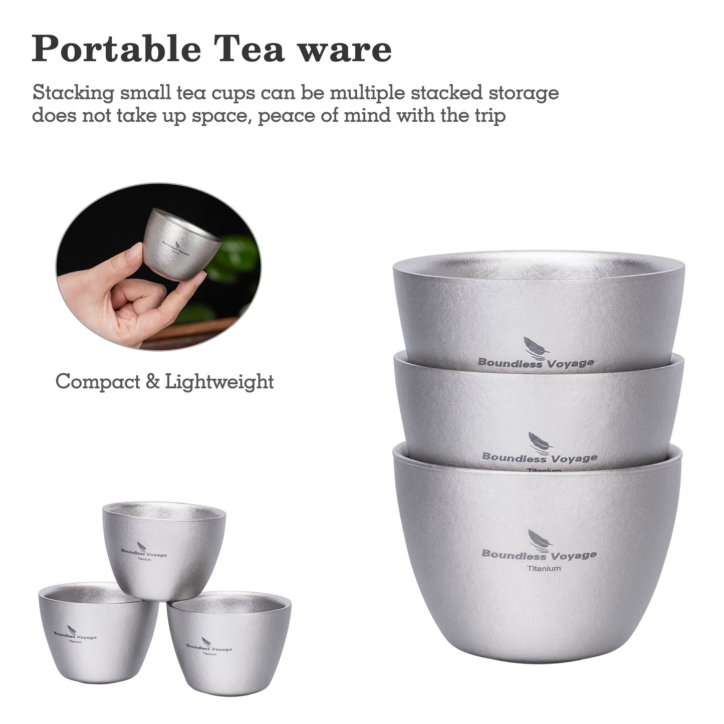Boundless Voyage Double-Wall Pure Titanium Drinking Mug | Portable Tea Cup for Camping, Picnic & Daily Home Use Ti3089D
