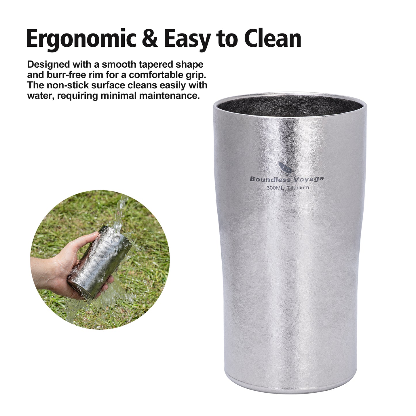 Boundless Voyage Titanium Double-Walled Beer Cup Ultralight Coffee Tea Juicy Cups for Home Outdoor Camping Picnic 300ml Crystallized Finish Ti3246D