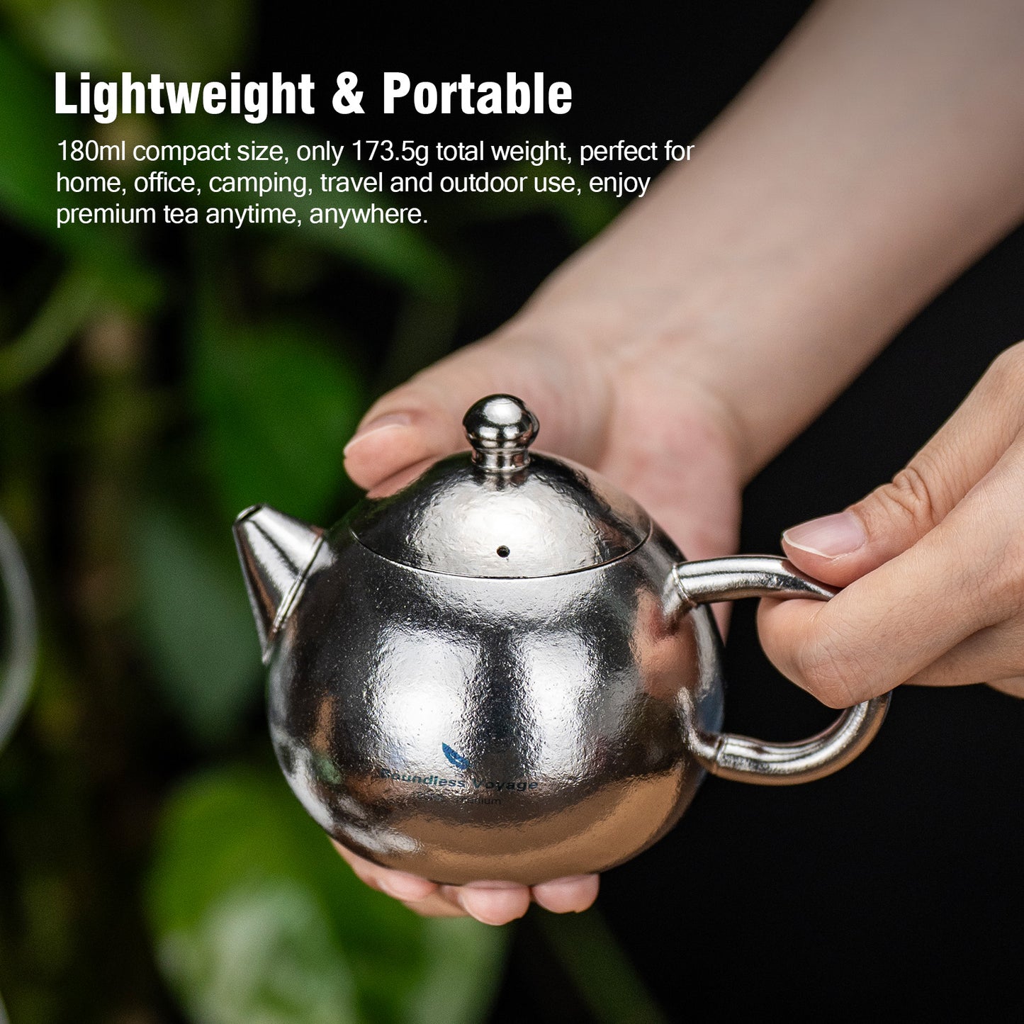 Boundless Voyage Titanium Teapot 180ml, Lightweight Loose Leaf Tea Pot with Anti-Scald Handle & Vented Lid,Tea Maker for Home Office Camping Travel Ti3111D