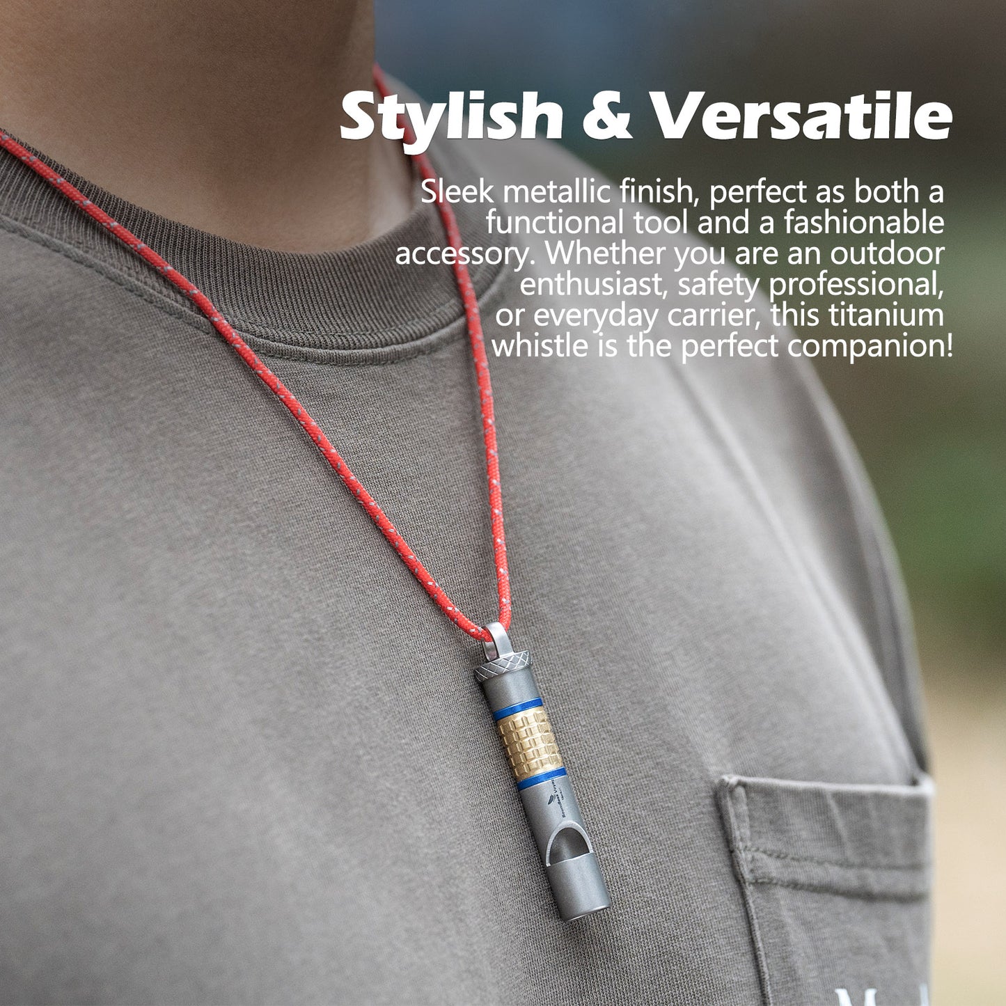 Boundless Voyage Titanium Whistle Emergency Survival Safety Whistles with Lanyard Loud for Outdoor Camping Hiking Coaches Training Sports Keychain Whistle Ti9013O
