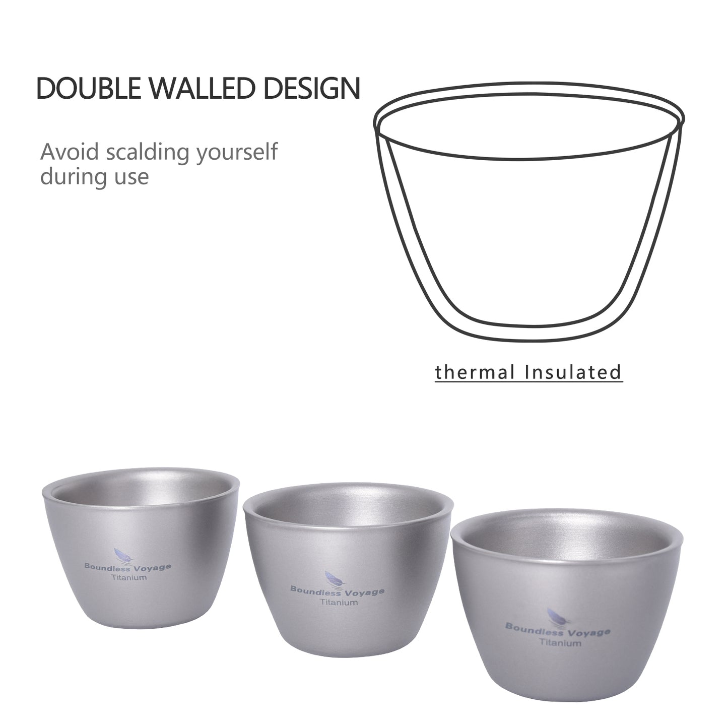 Boundless Voyage Double-Wall Pure Titanium Drinking Mug | Portable Tea Cup for Camping, Picnic & Daily Home Use Ti3089D
