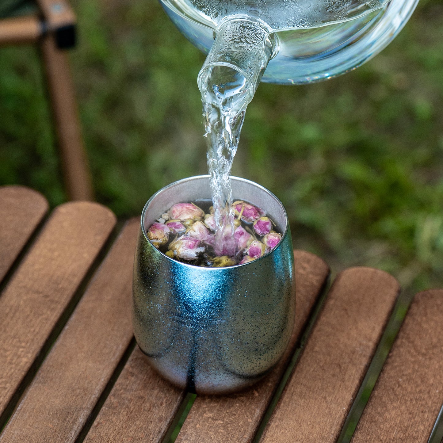 Boundless Voyage 260ML Titanium Double-Walled Egg Shaped Cup, Ice Crystal High-Temp Crystalline Texture Insulated Tea Coffee Mug, Ultralight Portable Drinkware for Camping, Travel & Daily Home Use Ti3084D
