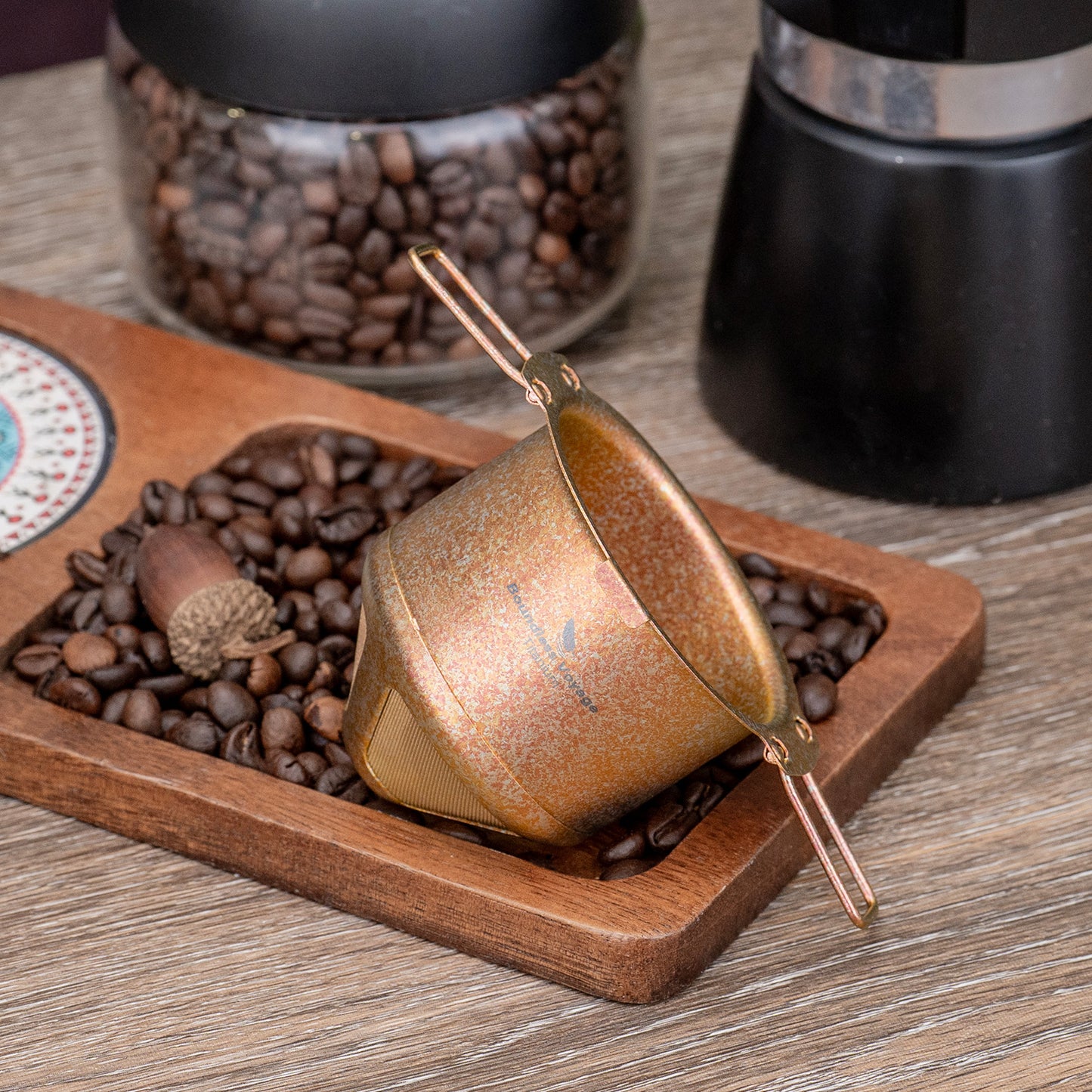 Boundless Voyage Titanium Folding Coffee Drip Filter, Ultralight Portable Hanging Ear Hand Brew Filter for Camping Travel Home, Ti6002P