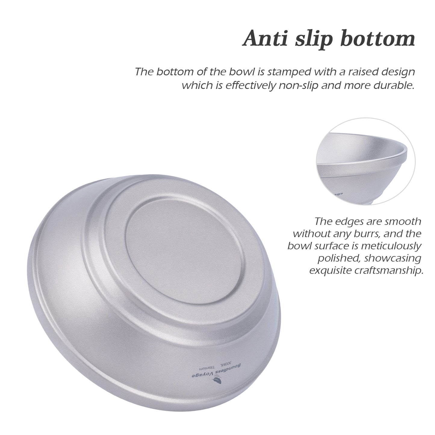 Boundless Voyage 300ml Titanium Double-Wall Bowl, Ultralight Camping Bowl for Hiking Outdoor Home Ti1082T