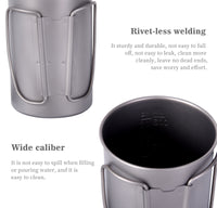 Boundless Voyage Pure Titanium Cup with Flat Lid | Ultralight Portable Coffee Tea Wine Mug, Outdoor Tableware for Backpacking Hiking Camping Picnic Ti3049D