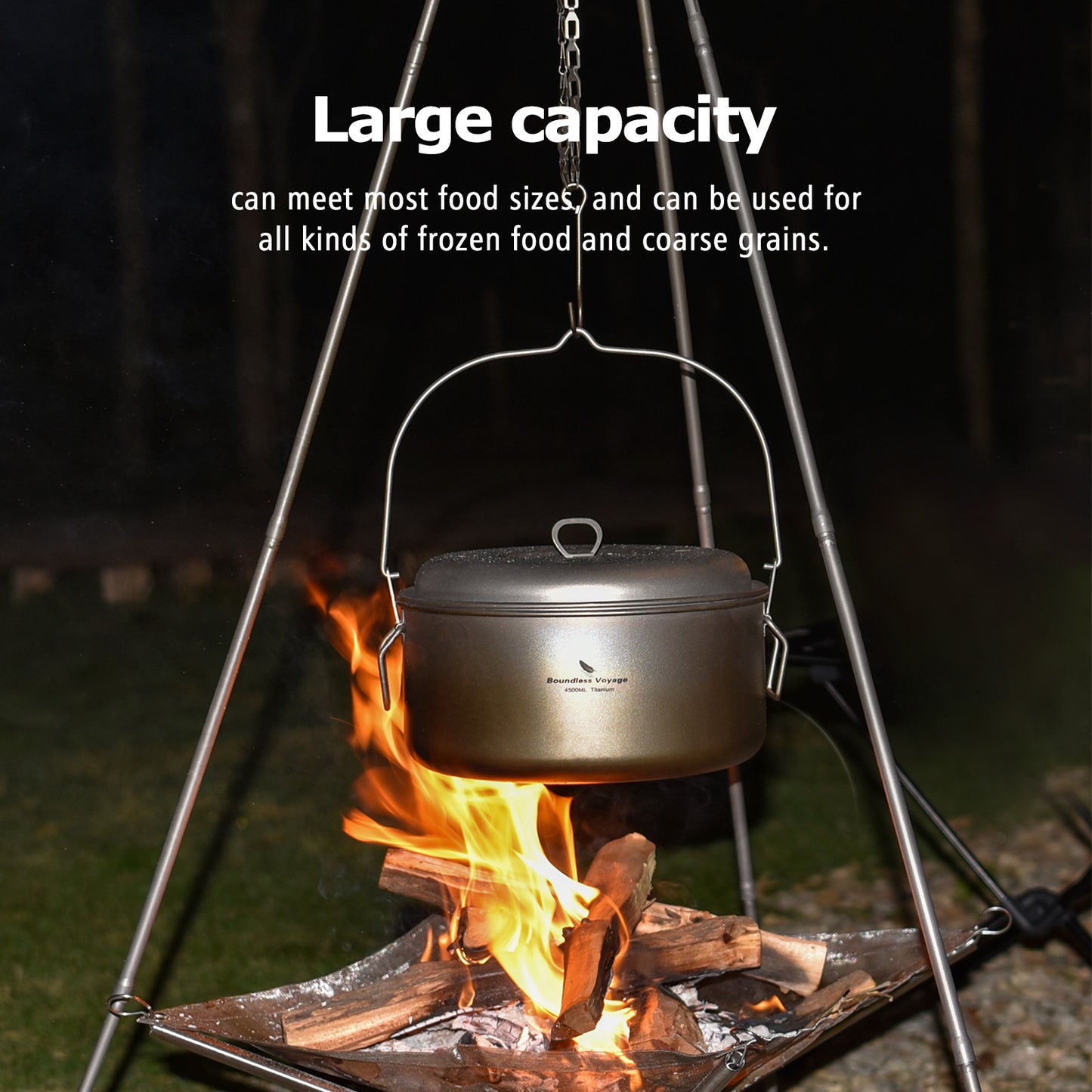 Boundless Voyage Titanium Food Steamer Pan & Stock Soup Pot, Portable Hanging Hot Pot Kitchenware for Outdoor Camping Picnic Travel Household Cooking Ti2112C- Ti2114C