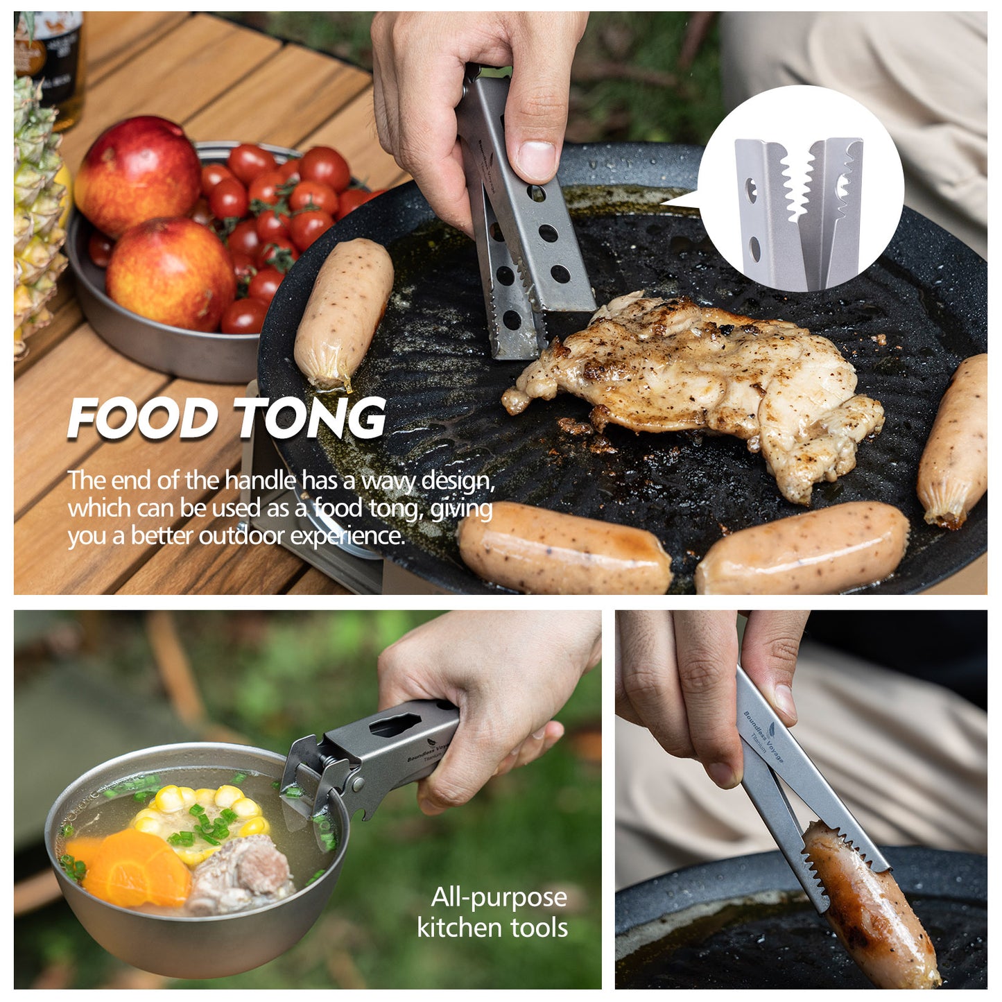 Boundless Voyage Titanium Hot Plate Gripper, Anti-Scald Non-Slip Dish Bowl Clamp, Multifunctional Heat Resistant Kitchen Holder Tool Ti1015T