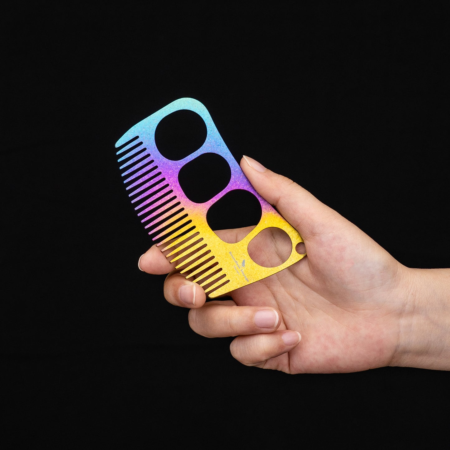 Boundless Voyage Titanium Crescent Comb, Unisex Hair & Beard Grooming Comb for Household Daily Use and Travel Carry