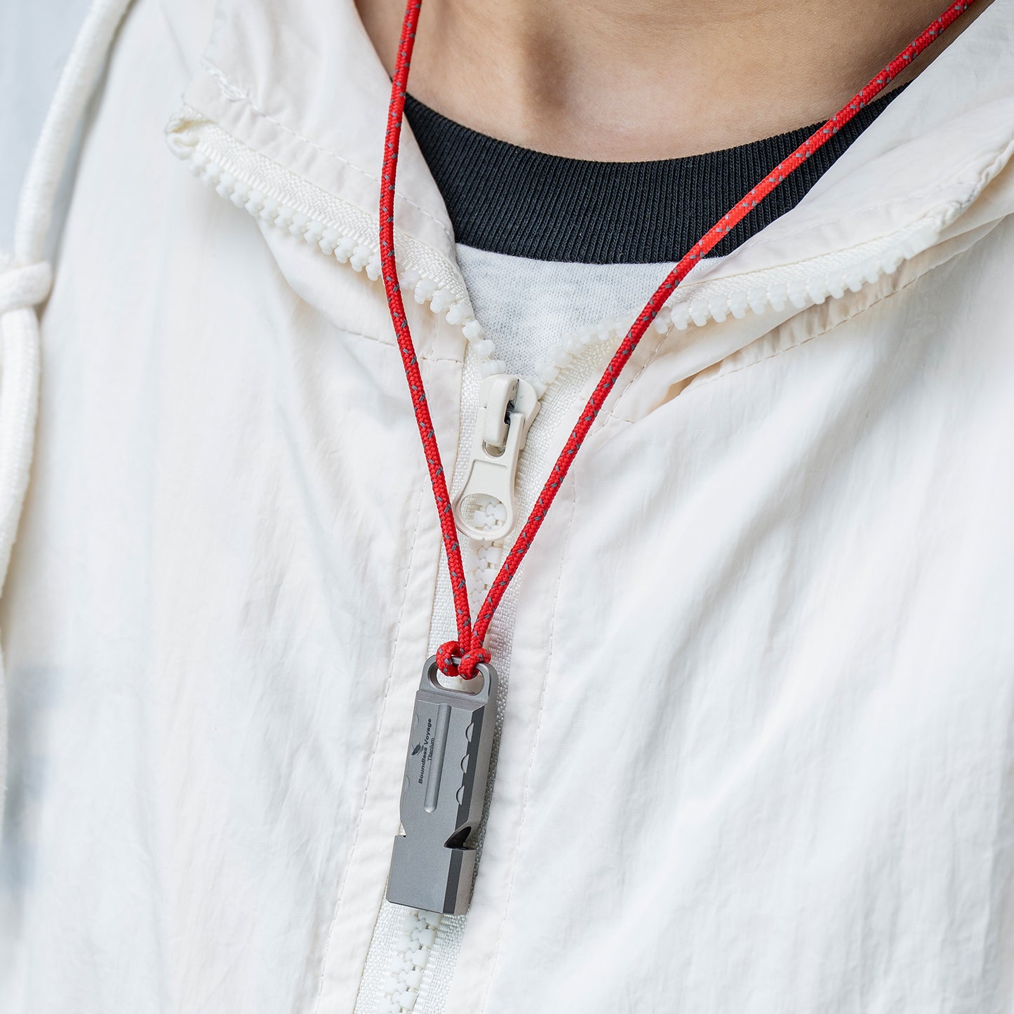 Boundless Voyage Titanium Dual Tube Survival Whistle, High Decibel Emergency Whistle, Lightweight & Durable Outdoor Safety Whistle for Camping Hiking Backpacking Ti9029O