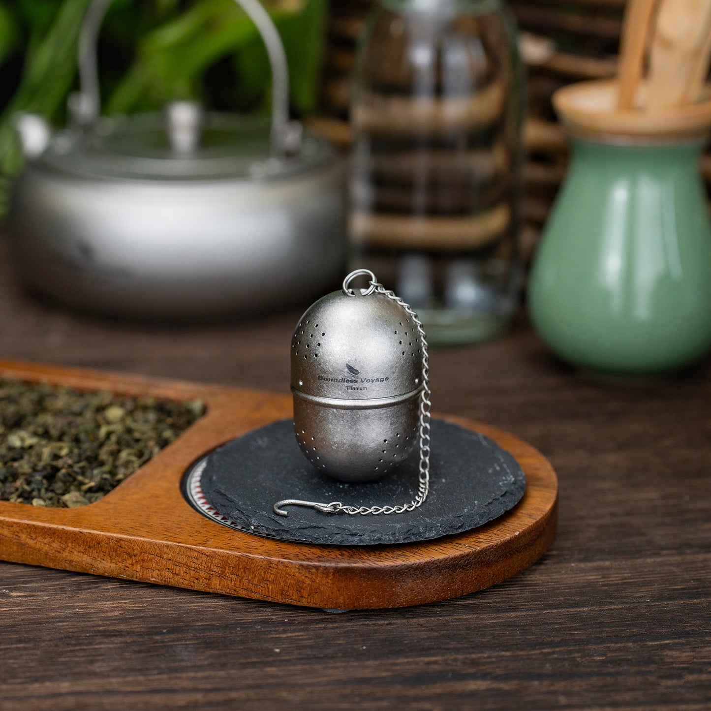 Boundless Voyage Ultralight Titanium Tea Ball Infuser with Extended Chain, Fine Mesh Strainer for Loose Tea & Spices, Reusable Filter for Mugs Teapots Home Kitchen Teaware Ti3207A