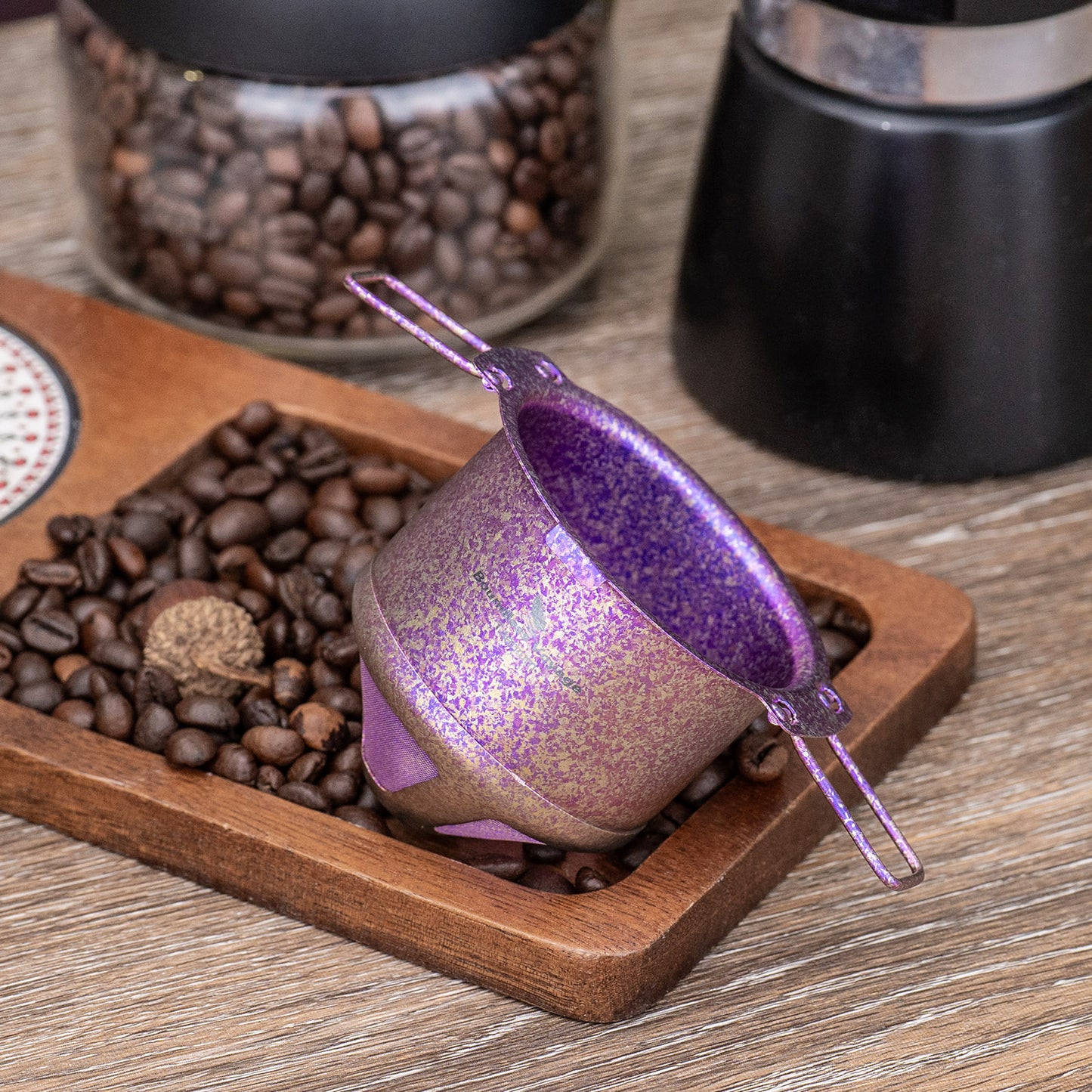 Boundless Voyage Titanium Folding Coffee Drip Filter, Ultralight Portable Hanging Ear Hand Brew Filter for Camping Travel Home, Ti6002P