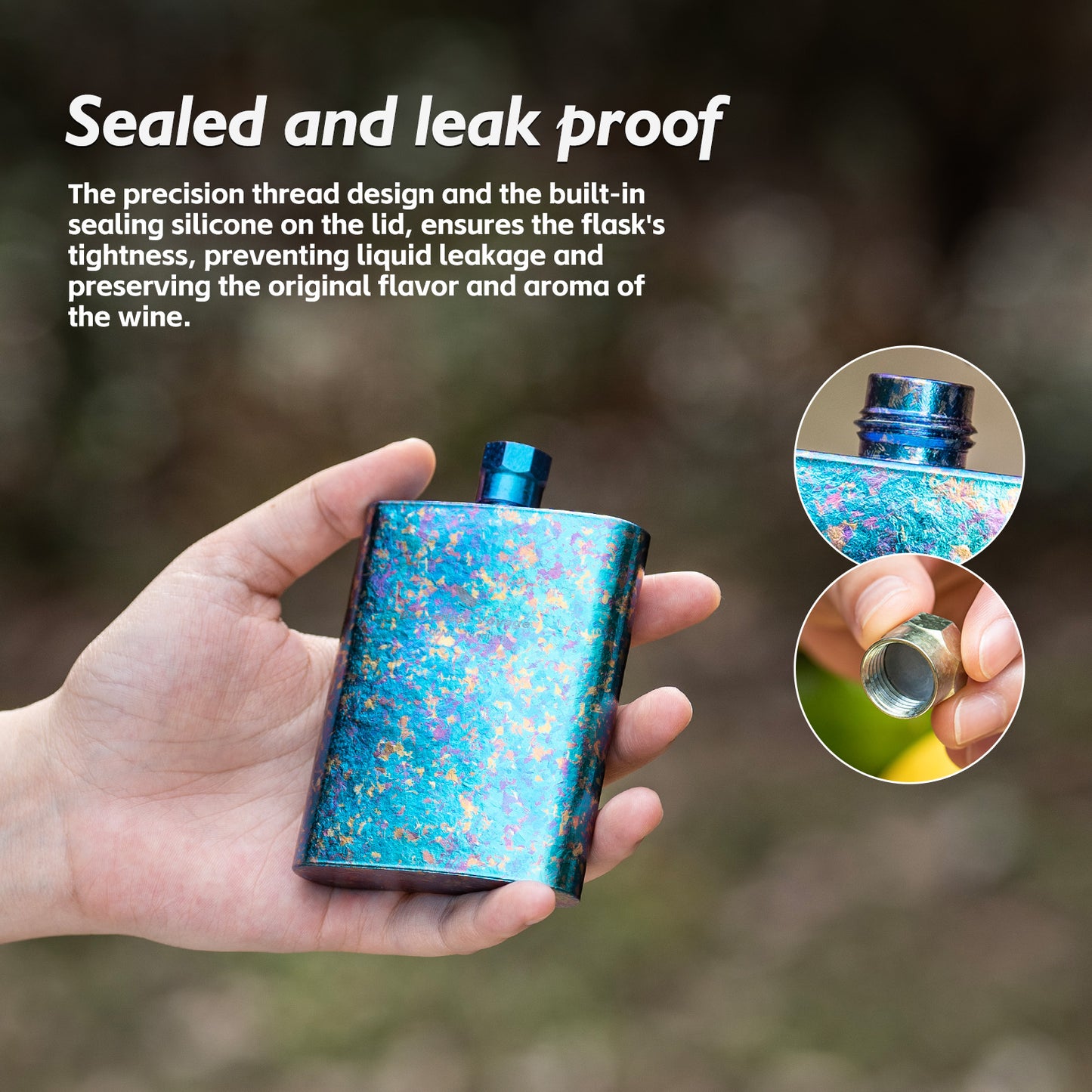 Boundless Voyage Titanium Colorful Flask 100ml Ultralight Mini Ti Flagon for Outdoor Travel Water Juice Whiskey Wine Pot Bottle 100ml Ti3262D