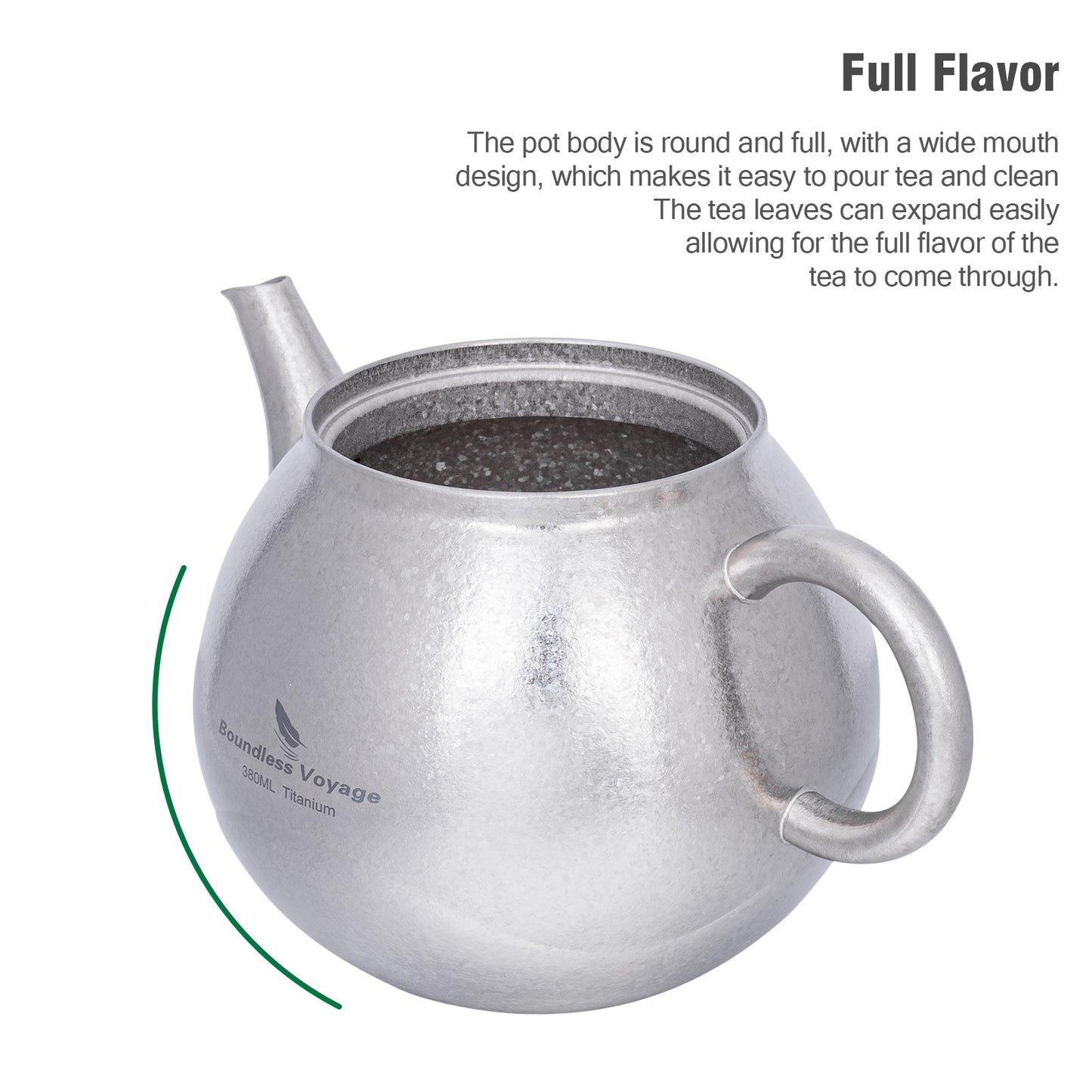 Boundless Voyage Titanium Kungfu Teapot with Lid and Handle Camping Tea Pot for Outdoor Backpacking Hiking Teapot 380ml Ti3107D