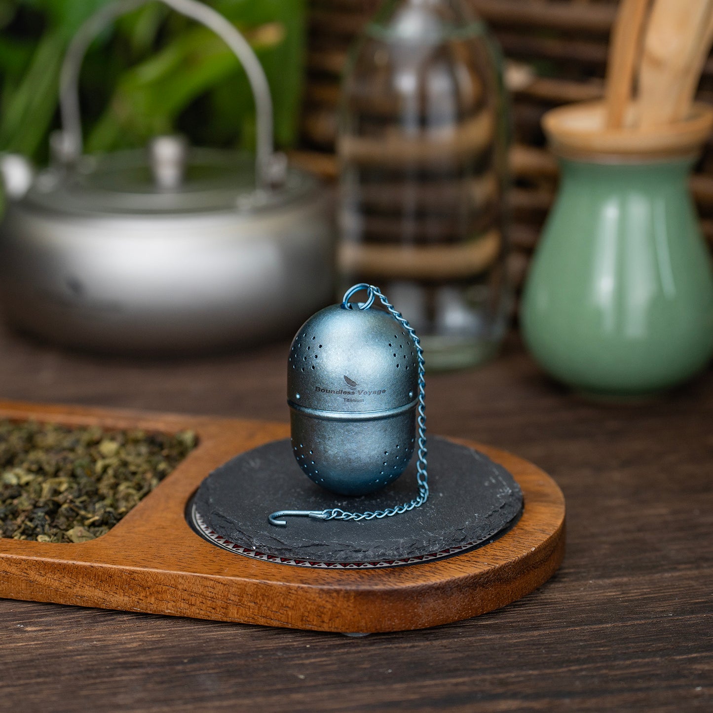 Boundless Voyage Ultralight Titanium Tea Ball Infuser with Extended Chain, Fine Mesh Strainer for Loose Tea & Spices, Reusable Filter for Mugs Teapots Home Kitchen Teaware Ti3207A