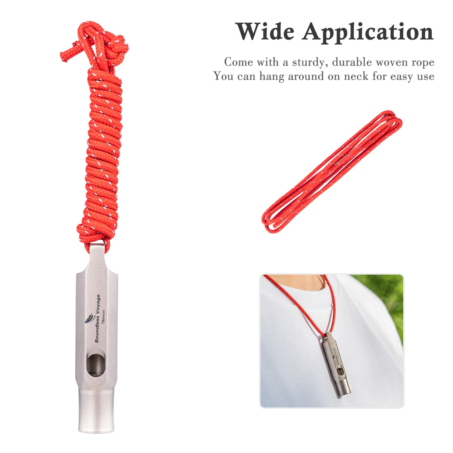 Boundless Voyage Titanium Whistle Emergency Survival Safety Whistles with Lanyard Loud for Outdoor Camping Hiking Coaches Training Sports Keychain Whistle  Ti9015O
