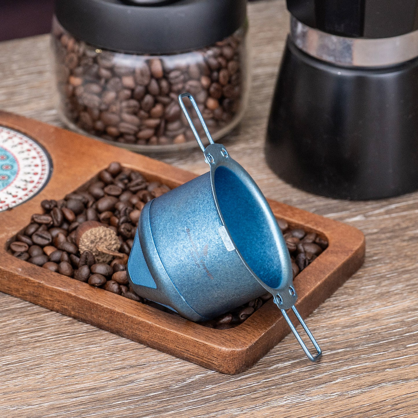 Boundless Voyage Titanium Folding Coffee Drip Filter, Ultralight Portable Hanging Ear Hand Brew Filter for Camping Travel Home, Ti6002P