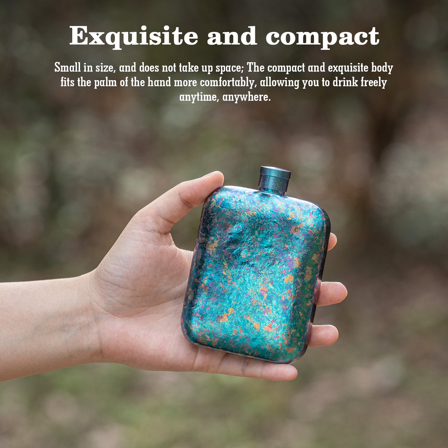 Boundless Voyage Titanium Hip Flask 170ml Small Liquor Flask Bottle for Whiskey Vodka Wine Portable Travel Outdoor Ultralight Pocket Drinkware for Men & Women Ti3263D
