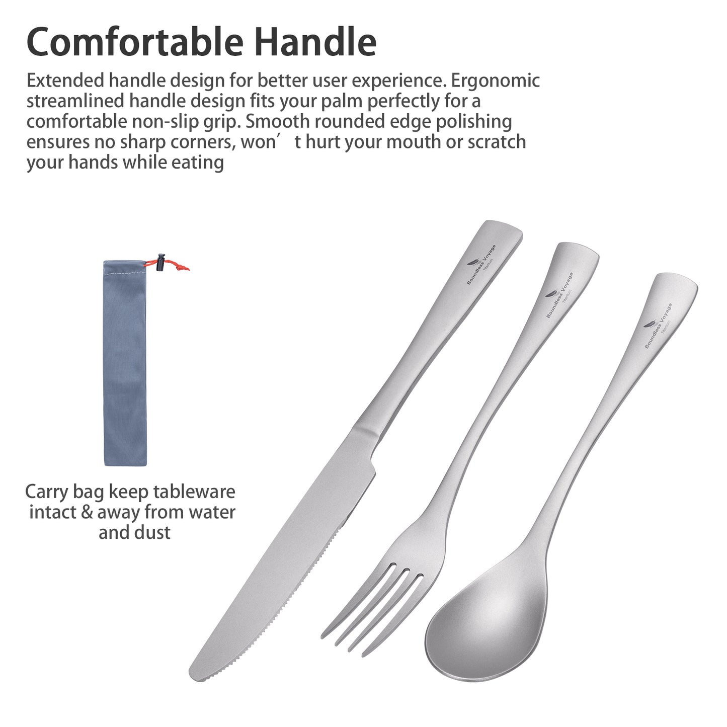 Boundless Voyage Titanium Camping Tableware Utility Cutlery Set Knife Fork Spoon Set for Home Travel Ti1055A