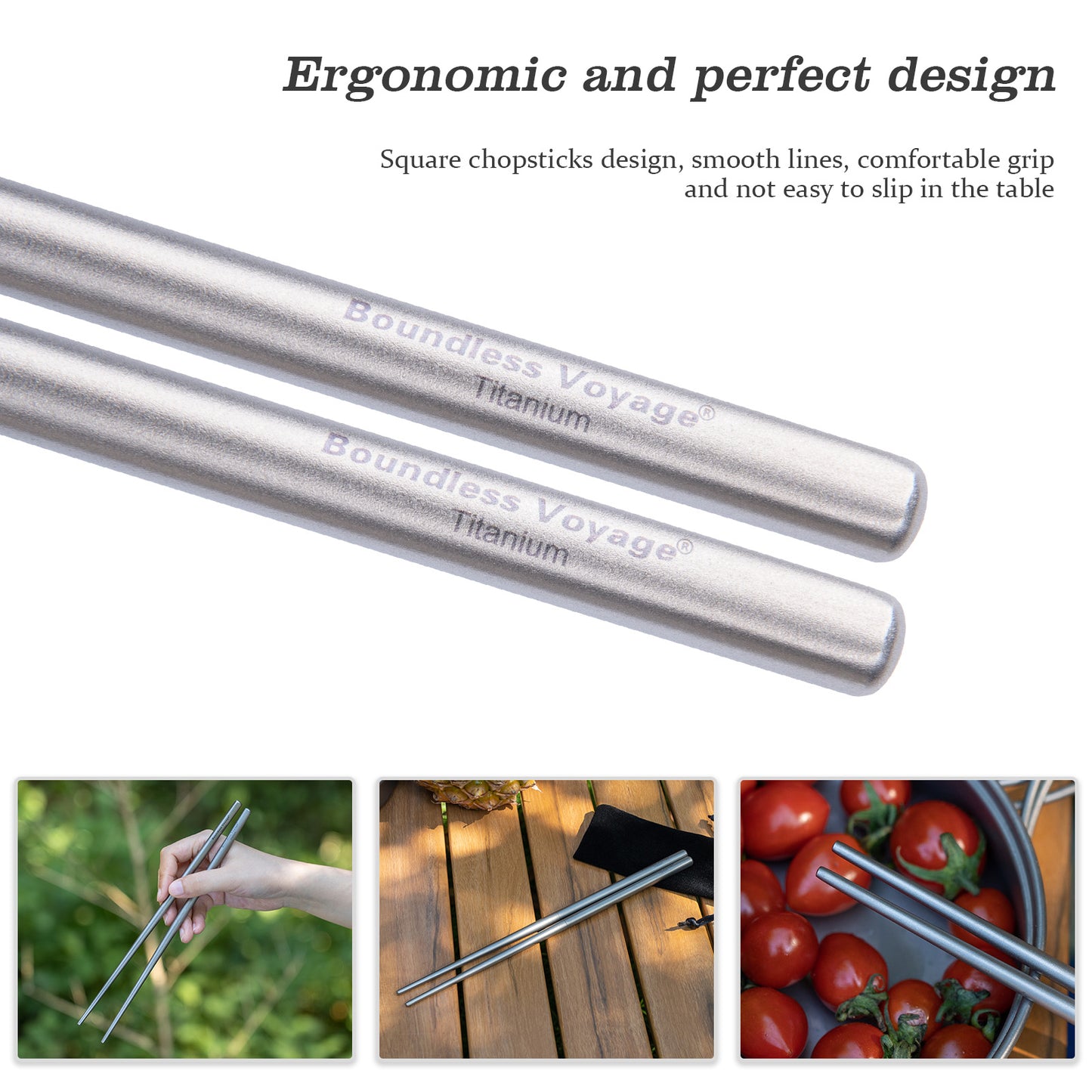 Boundless Voyage Pure Titanium Telescopic Foldable Chopsticks | Ultralight Portable Reusable Cutlery for Camping Hiking Travel Picnic Ti1007T