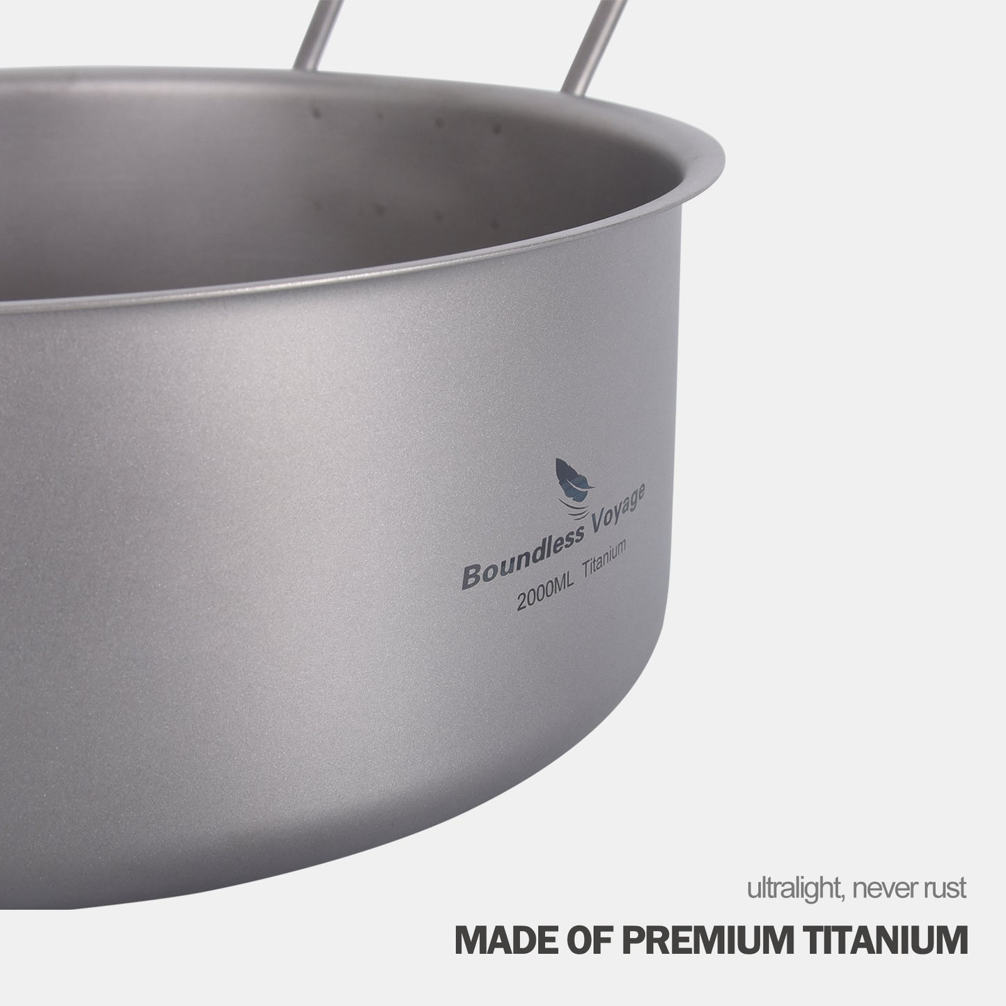 Boundless Voyage 2L Titanium Stock Pot with Lid and Folding Handle, Portable Lightweight Soup Pot for Outdoor Camping Hiking Picnic  Ti2054C