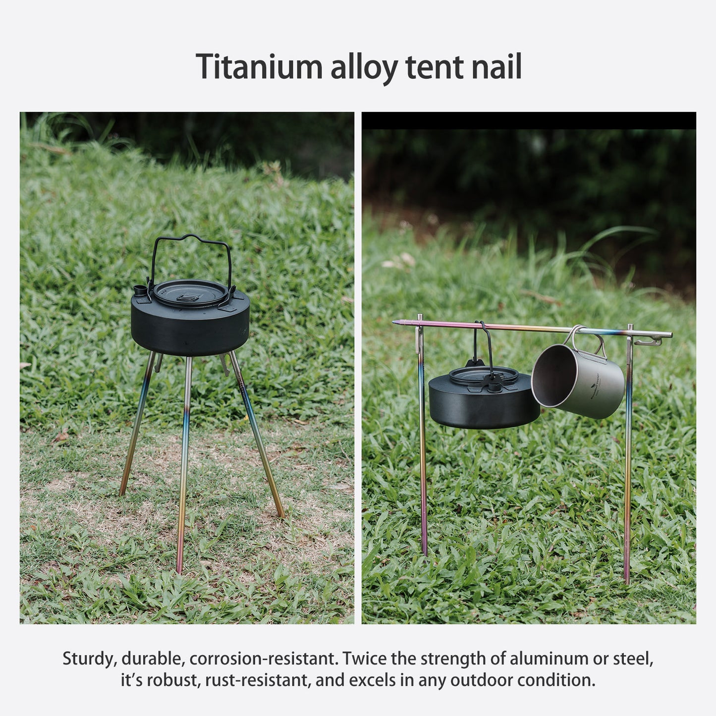 Boundless Voyage 6Pcs Titanium Alloy Tent Stakes | Multi-Size Portable Tent Peg Nails 24cm/30cm/35cm/40cm, Heavy Duty Outdoor Gear for Camping, Picnic, Hiking & Backpacking Ti4016P