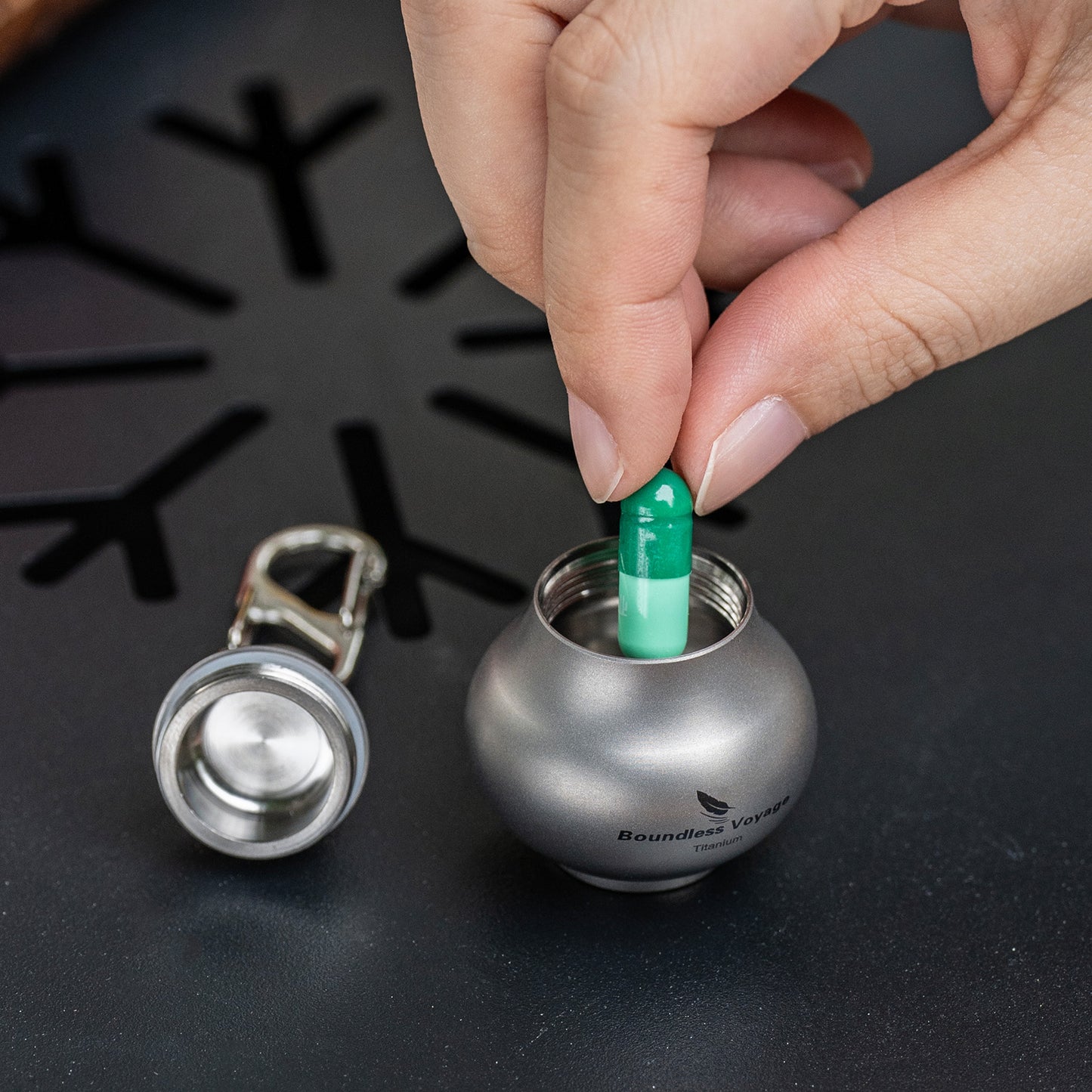 Boundless Voyage Titanium Mini Medicine Bottle, Compact Waterproof Pill Jar Portable Storage Container for Travel EDC Daily Carry Ti9006O
