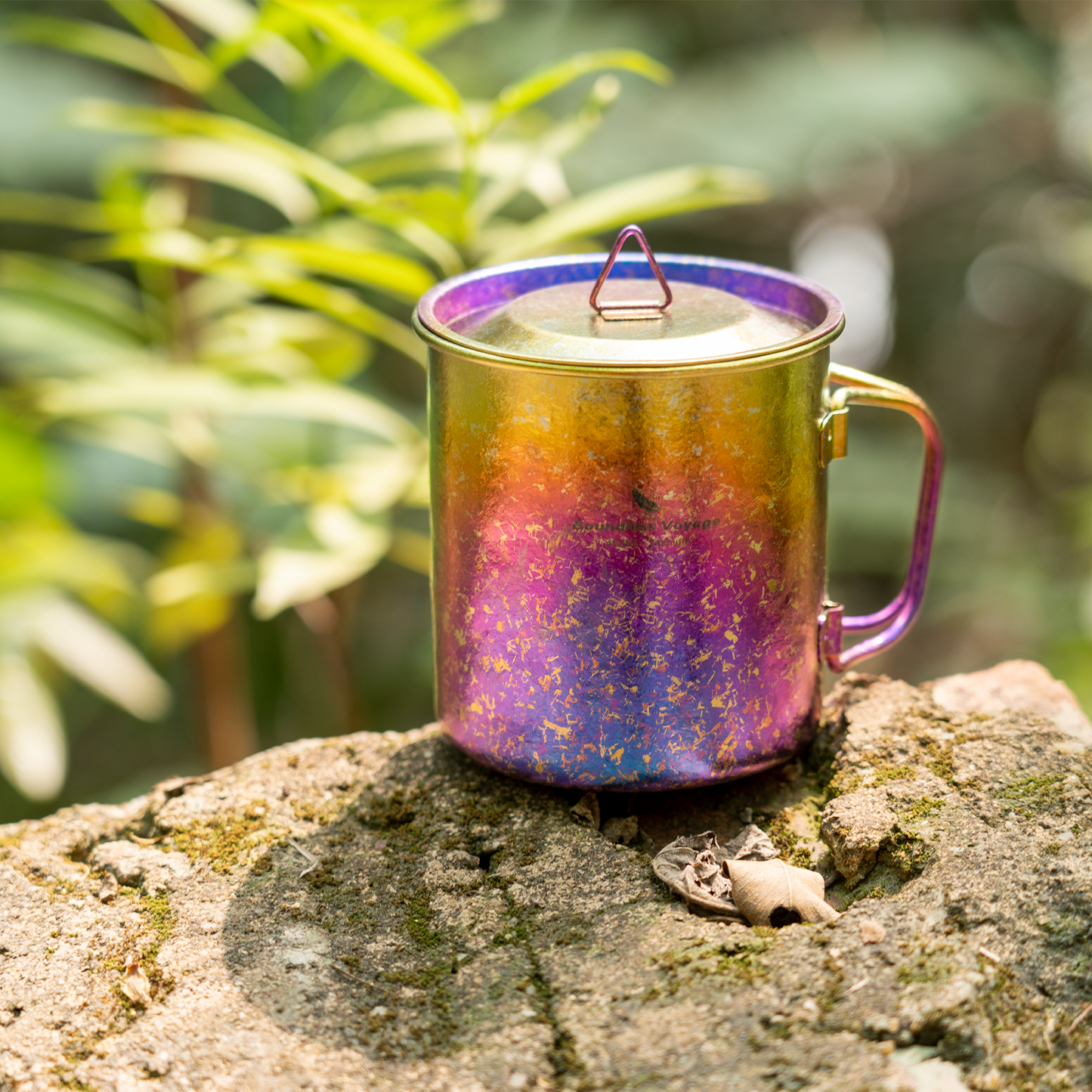 Boundless Voyage 450ml / 15oz Ultralight Titanium Camping Cup with Lid, Portable Drinking Mug for Hiking, Garden & Outdoor Travel Ti3055D