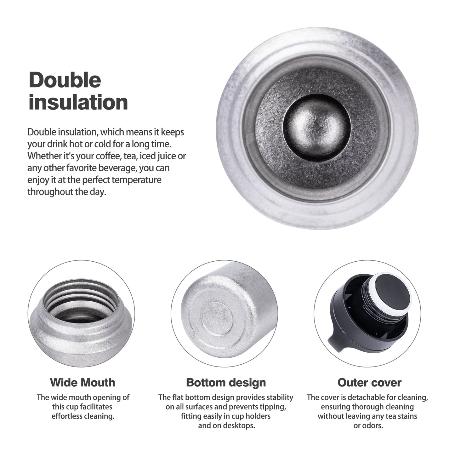 Boundless Voyage Titanium Double-Walled Cup Insulated Bottle 600ml Portable Reusable Travel Coffee Tea Mug for Hot and Cold Beverages Ti3010D