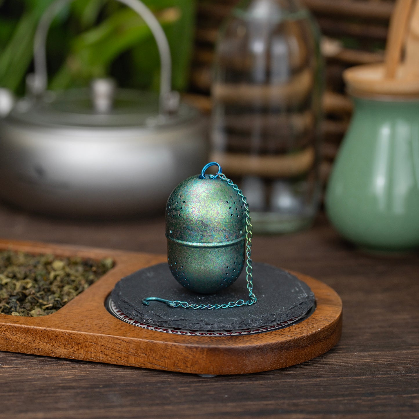 Boundless Voyage Ultralight Titanium Tea Ball Infuser with Extended Chain, Fine Mesh Strainer for Loose Tea & Spices, Reusable Filter for Mugs Teapots Home Kitchen Teaware Ti3207A