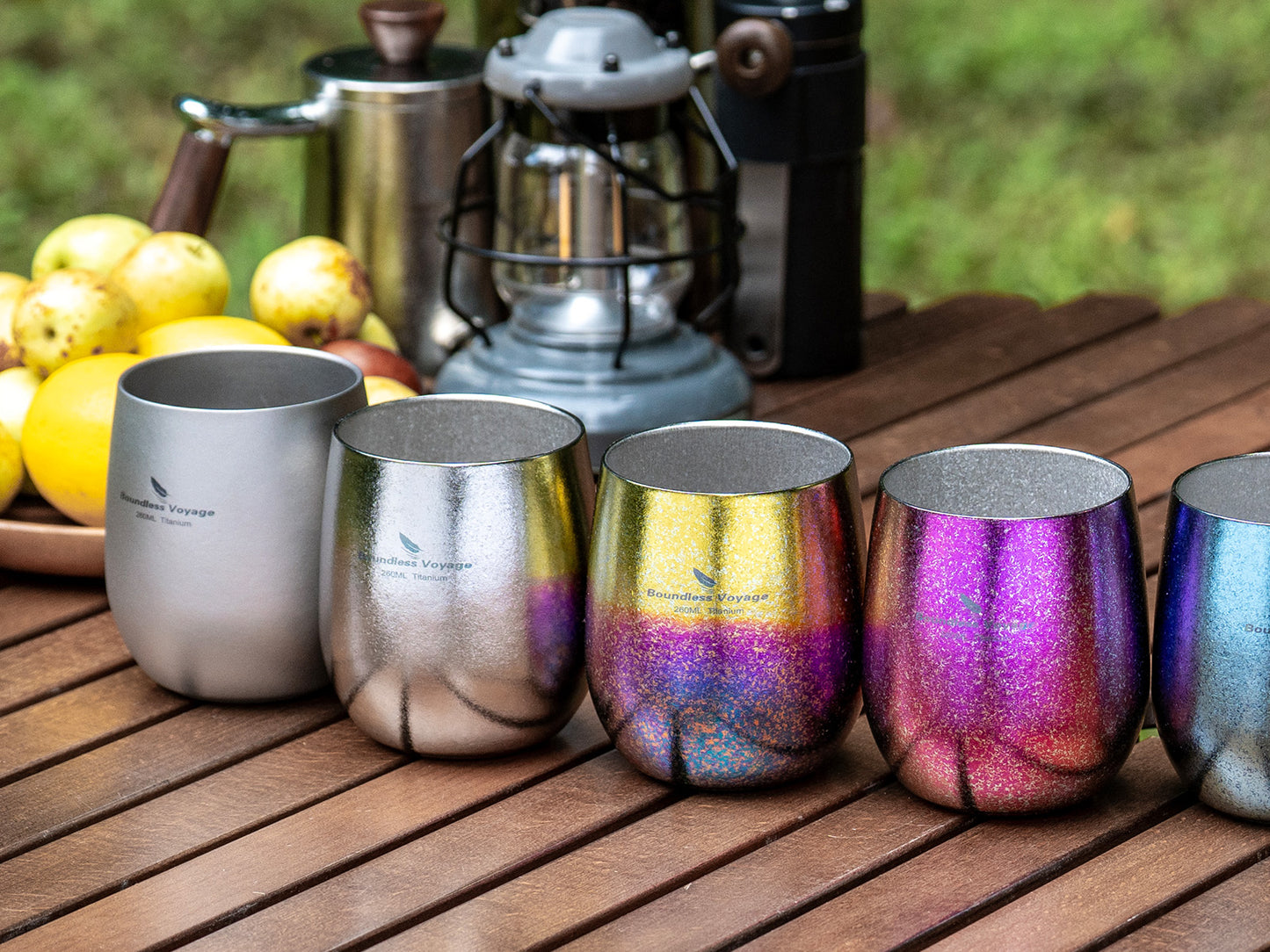 Boundless Voyage 260ML Titanium Double-Walled Egg Shaped Cup, Ice Crystal High-Temp Crystalline Texture Insulated Tea Coffee Mug, Ultralight Portable Drinkware for Camping, Travel & Daily Home Use Ti3084D