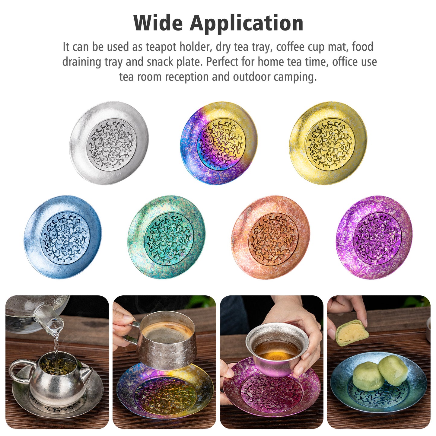Boundless Voyage Titanium Tea Tray, Hollow Out Detachable Heat Insulation Anti-scald, Multipurpose Water Storage Drain Tray for Kung Fu Tea Home Kitchen Office Camping Ti3201D