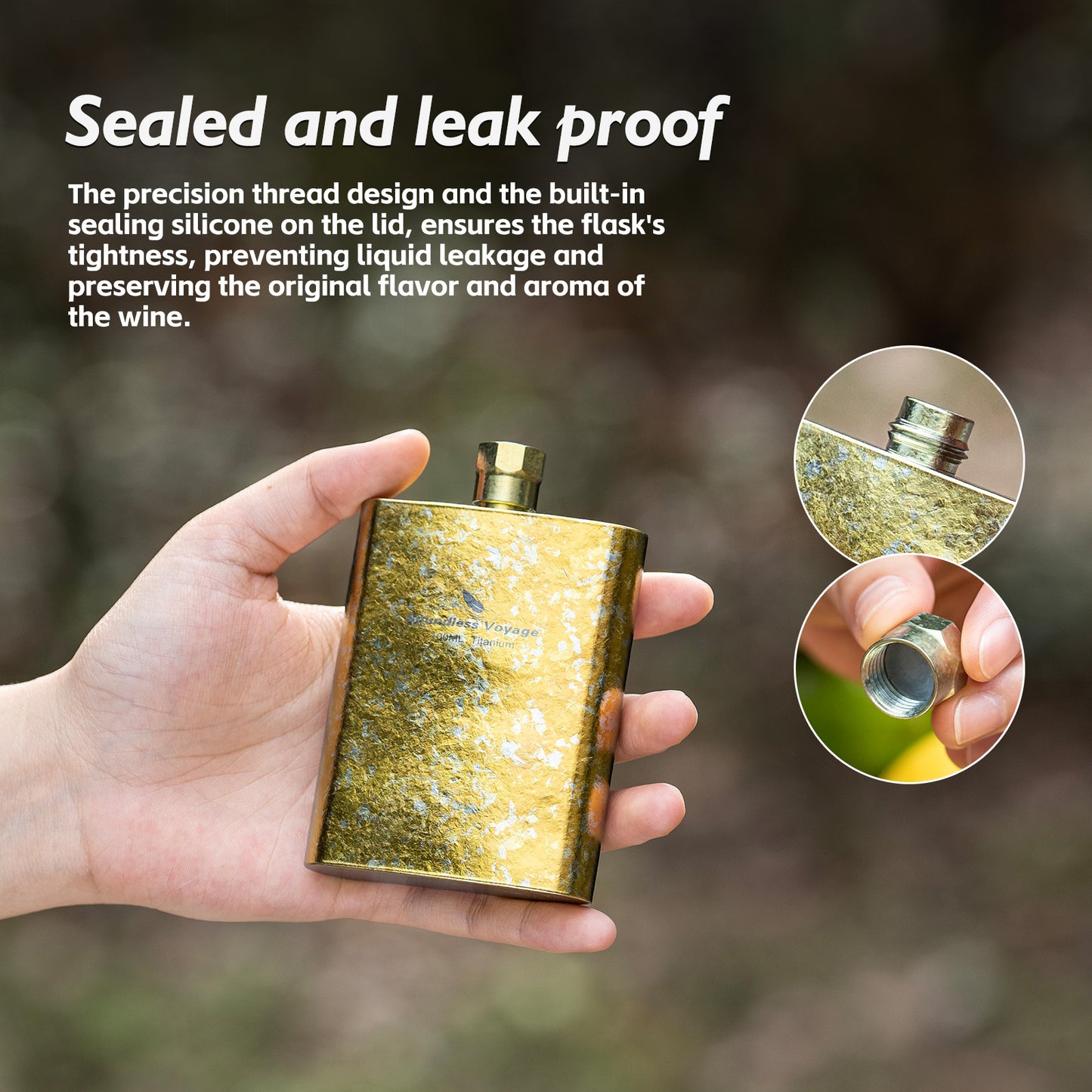 Boundless Voyage Titanium Colorful Flask 100ml Ultralight Mini Ti Flagon for Outdoor Travel Water Juice Whiskey Wine Pot Bottle 100ml Ti3262D