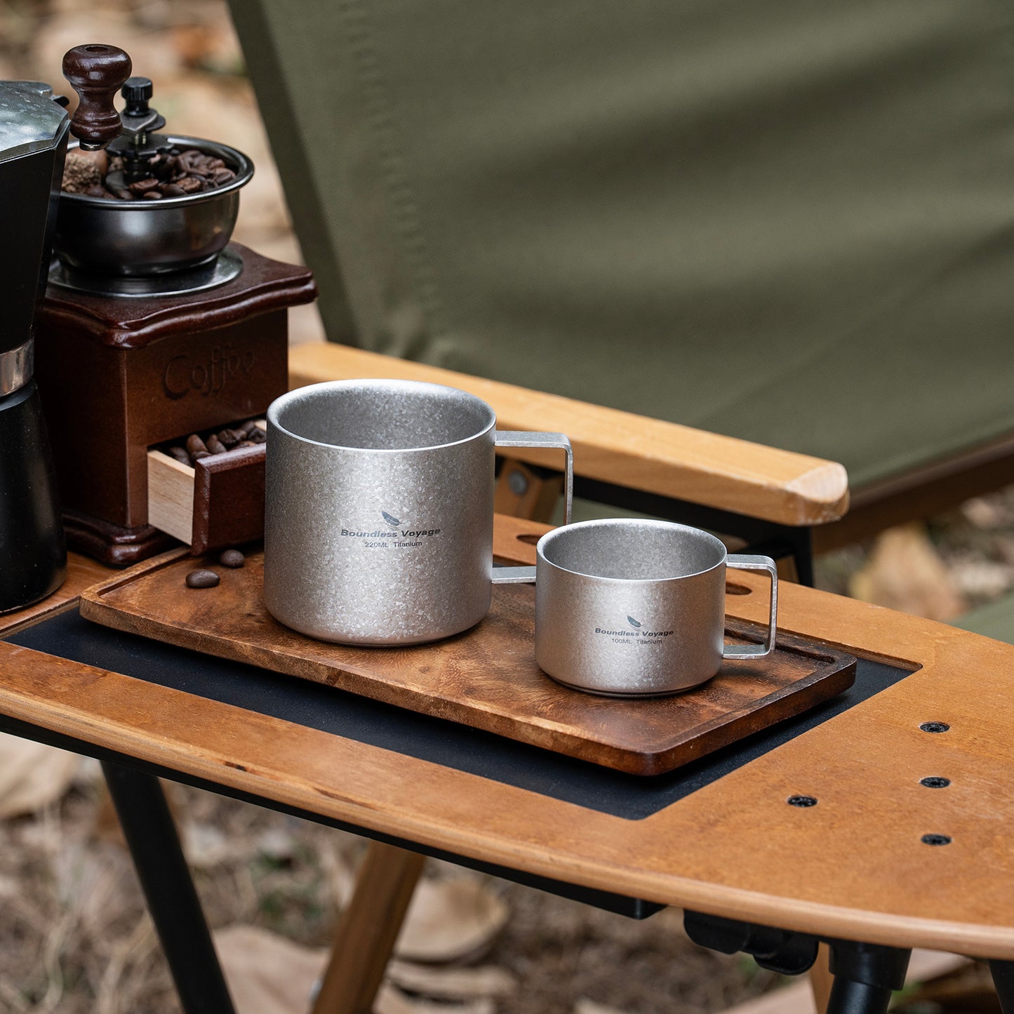 Boundless Voyage 100ml Double Wall Pure Titanium Mini Coffee Mug | Ultralight Portable Cup for Camping, Hiking & Picnic Ti3085D