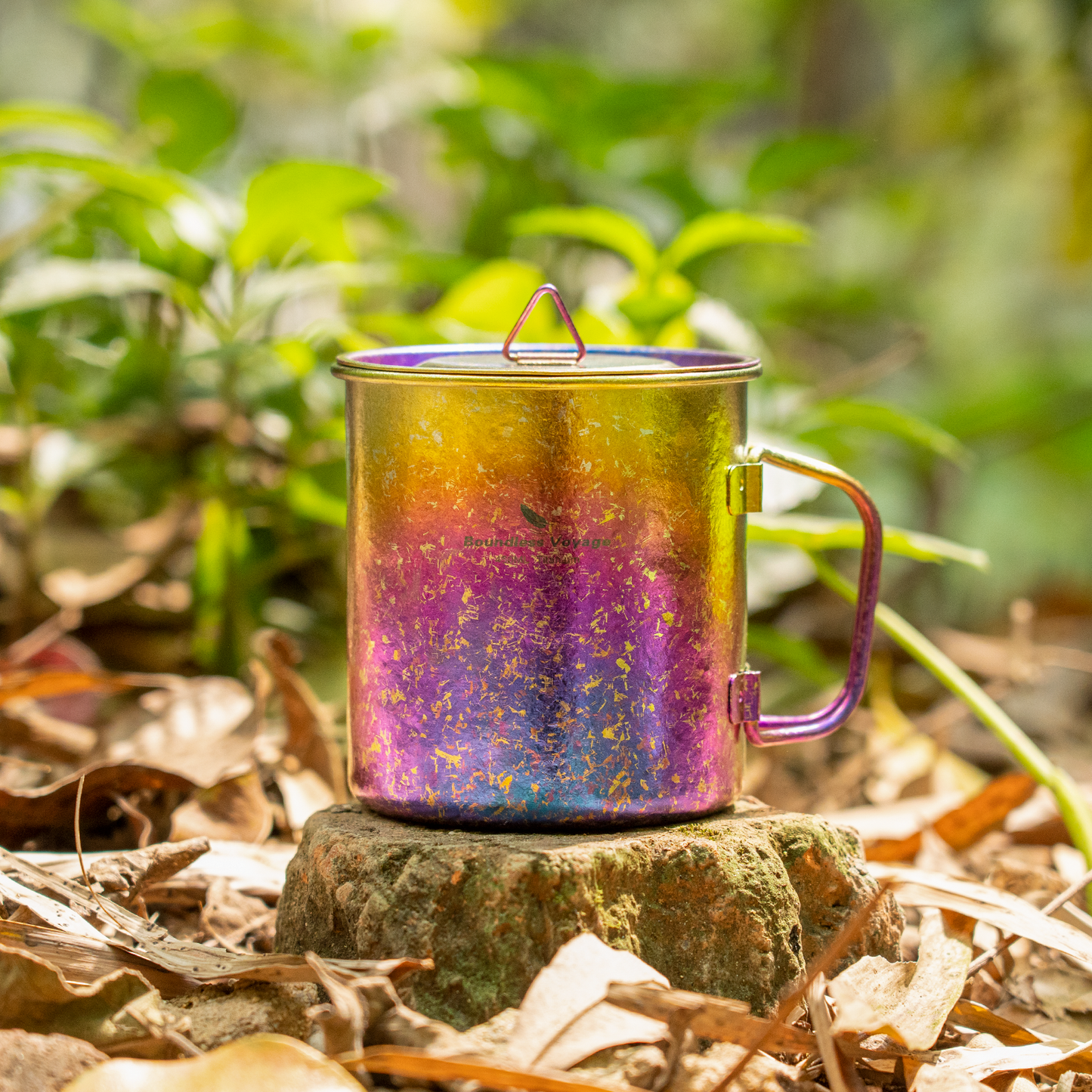 Boundless Voyage 450ml / 15oz Ultralight Titanium Camping Cup with Lid, Portable Drinking Mug for Hiking, Garden & Outdoor Travel Ti3055D