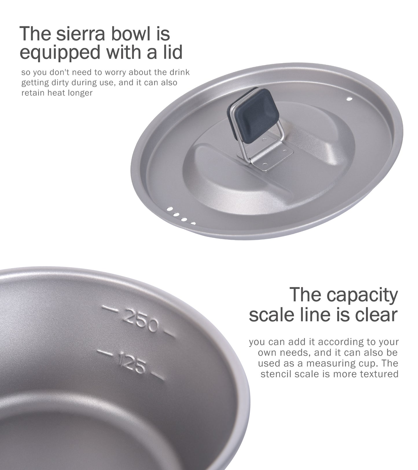 Boundless Voyage Titanium Sierra Bowl Cup with Handle & Lid | Portable Outdoor Camping Tableware Mug, 350ml / 520ml for Hiking Travel  Ti1097T -Ti1099T