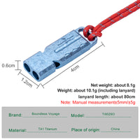 Boundless Voyage Titanium Dual Tube Survival Whistle, High Decibel Emergency Whistle, Lightweight & Durable Outdoor Safety Whistle for Camping Hiking Backpacking Ti9029O
