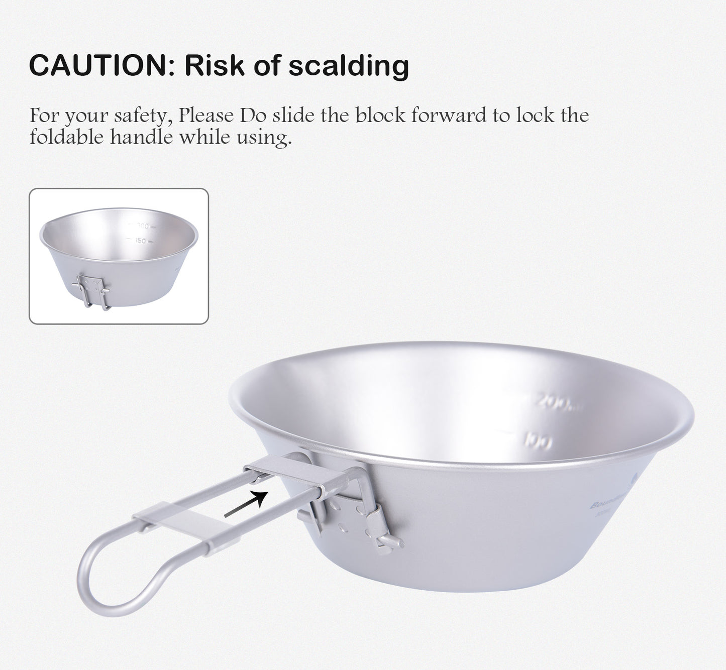 Boundless Voyage Titanium Sierra Bowl Foldable Handle Anti-Drip Spout, 300ml 450ml Camping Bowl Ti1087T-Ti1089T