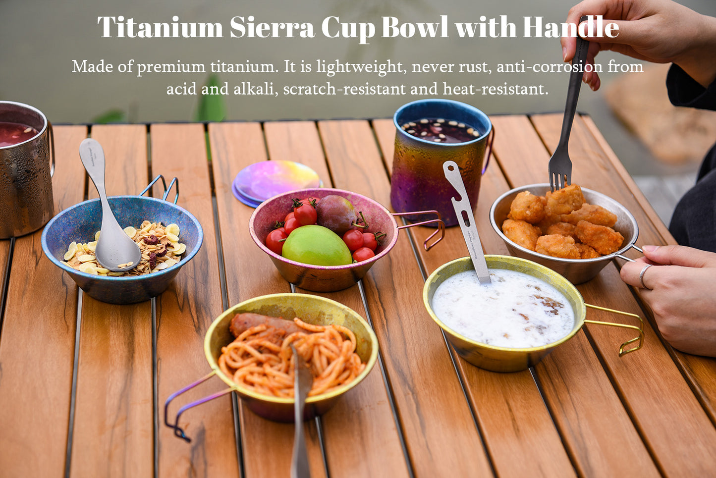 Boundless Voyage High-Temp Crystallized Pure Titanium Sierra Cup Bowl with Handle 300ml | Portable Outdoor Mug Cookware Tableware for Camping & Hiking Ti1100T