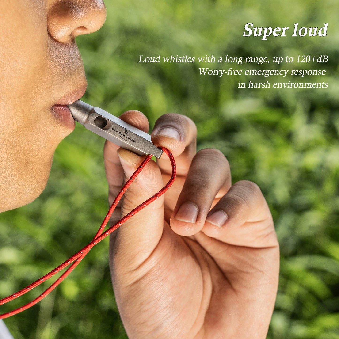 Boundless Voyage Titanium Whistle Emergency Survival Safety Whistles with Lanyard Loud for Outdoor Camping Hiking Coaches Training Sports Keychain Whistle  Ti9015O