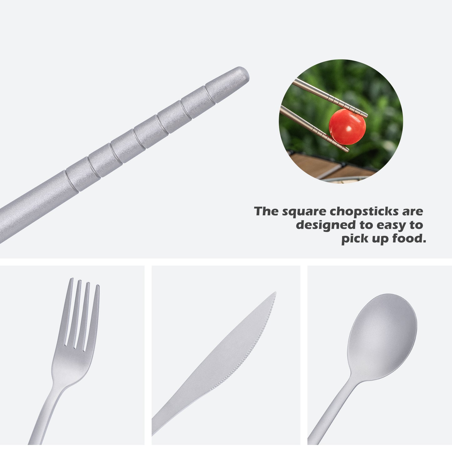 Boundless Voyage Pure Titanium Cutlery Set | Chopsticks Knife Fork Spoon, Ultralight Portable Tableware for Camping Travel Daily Home Use Ti1056T