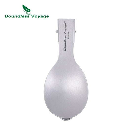Boundless Voyage Titanium SpoonPortable Folding Tableware  for Home Camping Restaurants Ti-1021T