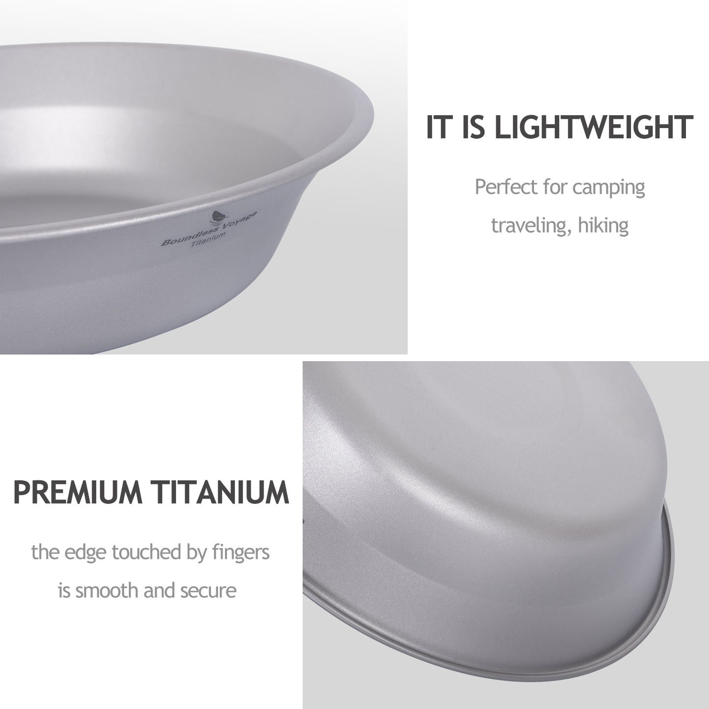 Boundless Voyage Ultralight Titanium Camping Dish Plate with Carry Bag, Portable Durable Outdoor Tableware for Camping, Hiking, Backpacking & Picnic Ti1112T